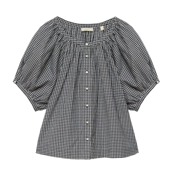 June Top in Noir la Maddalena Gingham