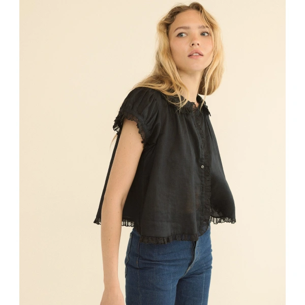 Doen Karina Top in Black | Blouses | Coveti, view 2
