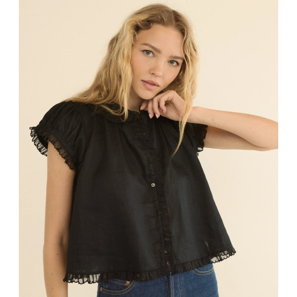 Doen Karina Top in Black | Blouses | Coveti, view 3