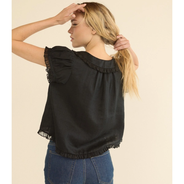 Doen Karina Top in Black | Blouses | Coveti, view 5