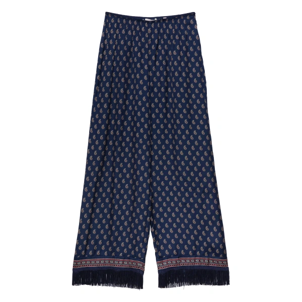 Doen Lavon Fringe Pant in Bleu Taormina Paisley | Pants | Coveti