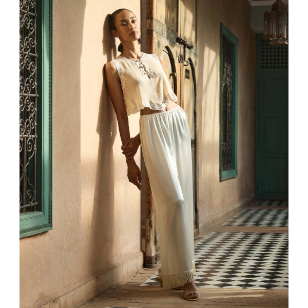 Doen Lavon Fringe Pant in Candlelight | Pants | Coveti, view 2