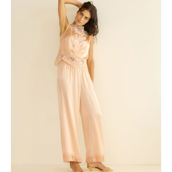 Doen Lavon Fringe Pant in Peach Sorbet | Pants | Coveti, view 3