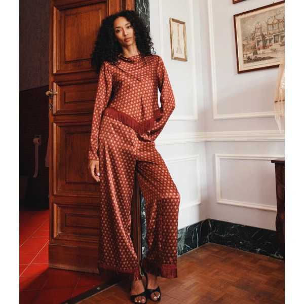 Doen Lavon Fringe Pant in San Sebastian Foulard | Pants | Coveti, view 2