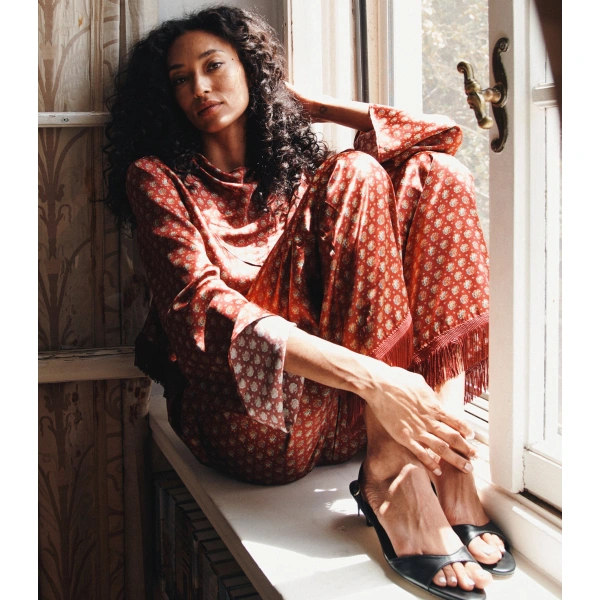 Doen Lavon Fringe Pant in San Sebastian Foulard | Pants | Coveti, view 3