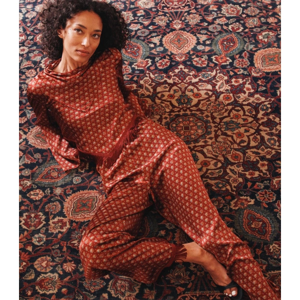 Doen Lavon Fringe Pant in San Sebastian Foulard | Pants | Coveti, view 4