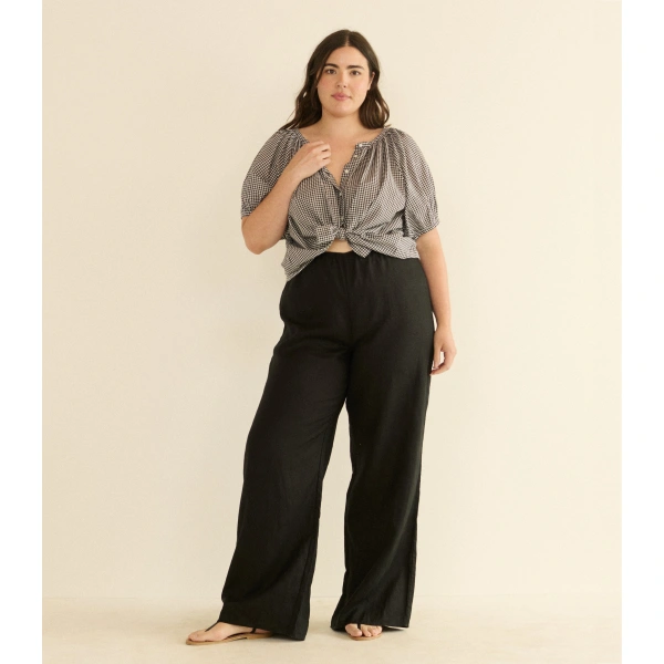 Doen Lavon Linen Pant in Black | Pants | Coveti, view 2