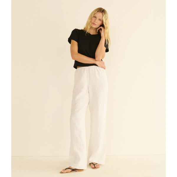 Doen Lavon Linen Pant in Salt | Pants | Coveti, view 2
