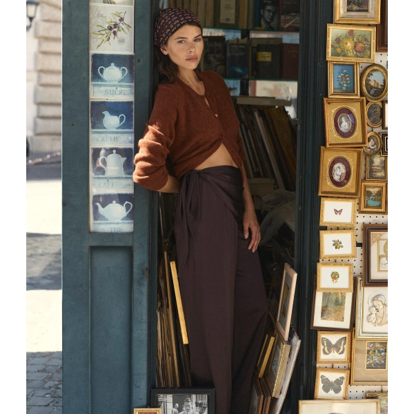 Doen Lavona Scarf Pant in Equestrian Brown | Pants | Coveti, view 5