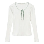 Doen Lidie Tee in Salt with Cloud Blue Ribbon | T-Shirts | Coveti