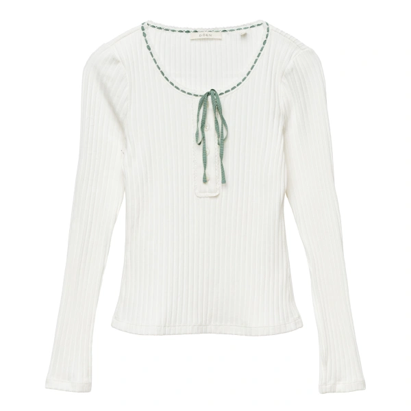 Doen Lidie Tee in Salt with Cloud Blue Ribbon | T-Shirts | Coveti