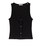 Doen Lois Tank in Black Quelle Jolie Pointelle | Sleeveless & Tank Tops | Coveti