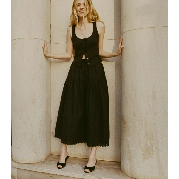 Doen Lois Tank in Black Quelle Jolie Pointelle | Sleeveless & Tank Tops | Coveti, view 3