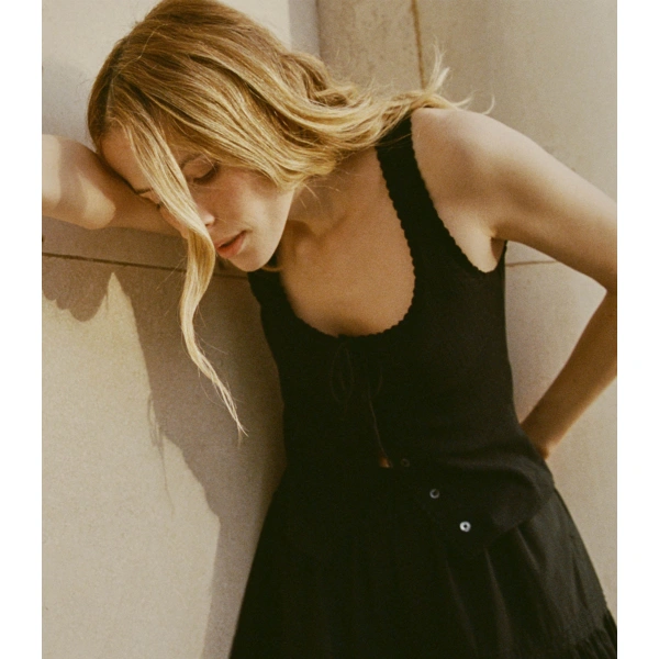 Doen Lois Tank in Black Quelle Jolie Pointelle | Sleeveless & Tank Tops | Coveti, view 4