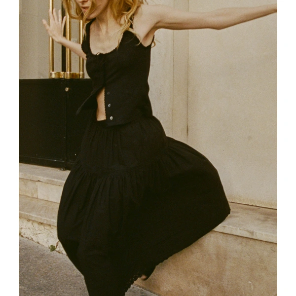 Doen Lois Tank in Black Quelle Jolie Pointelle | Sleeveless & Tank Tops | Coveti, view 6