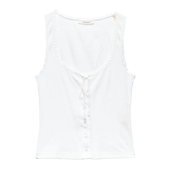 Doen Lois Tank in Salt Quelle Jolie Pointelle | Sleeveless & Tank Tops | Coveti