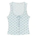 Doen Lois Tank in Sky Petit Posy Calico | Sleeveless & Tank Tops | Coveti
