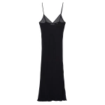 Doen Long Deep V-Neck Slip in Black | Slip Dresses | Coveti