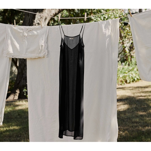 Doen Long Deep V-Neck Slip in Black | Slip Dresses | Coveti, view 4