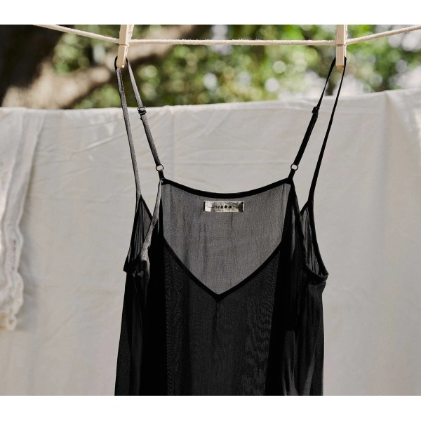Doen Long Deep V-Neck Slip in Black | Slip Dresses | Coveti, view 5