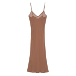 Doen Long Deep V-Neck Slip in Carob | Slip Dresses | Coveti