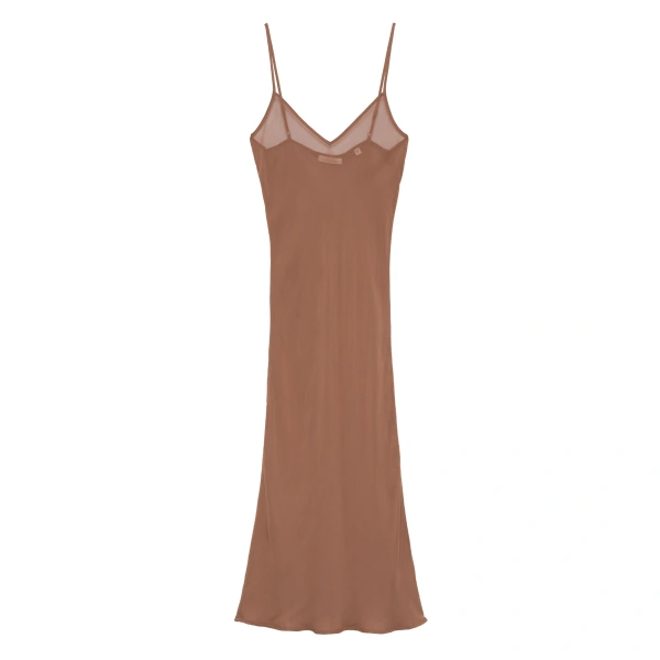 Long Deep V-Neck Slip in Carob