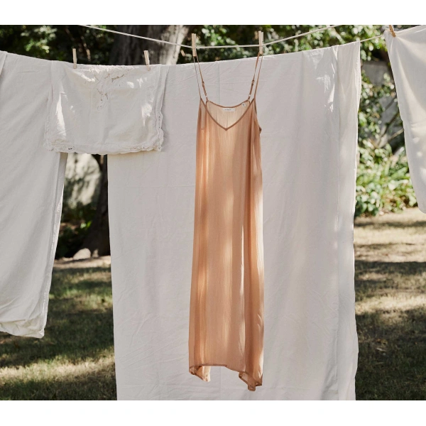 Doen Long Deep V-Neck Slip in Sand Dollar | Slip Dresses | Coveti, view 2
