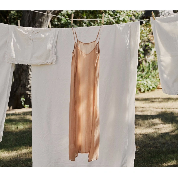Doen Long Deep V-Neck Slip in Sand Dollar | Slip Dresses | Coveti, view 4