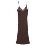 Doen Long Deep V-Neck Slip in Umber | Slip Dresses | Coveti