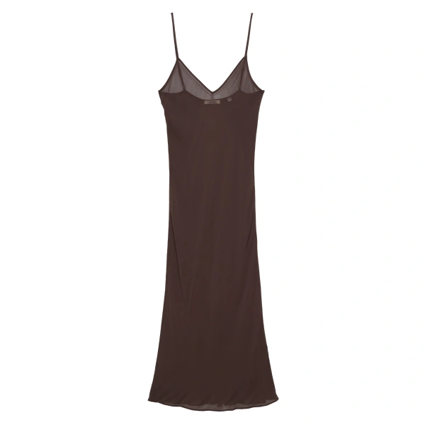 Long Deep V-Neck Slip in Umber
