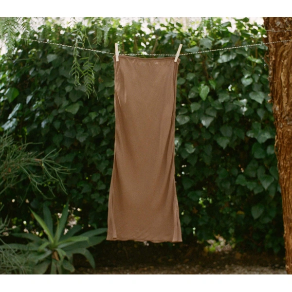 Doen Long Skirt Slip in Carob | Maxi Skirts | Coveti, view 2