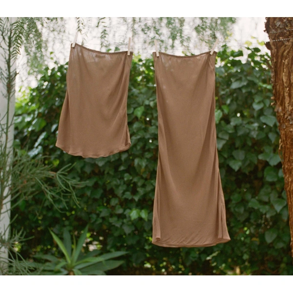 Doen Long Skirt Slip in Carob | Maxi Skirts | Coveti, view 4