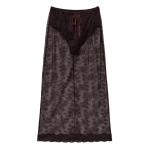 Doen Loni Lace Skirt Set in Equestrian Brown | Midi Skirts | Coveti