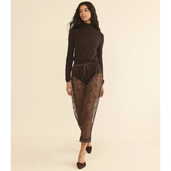 Doen Loni Lace Skirt Set in Equestrian Brown | Midi Skirts | Coveti, view 3