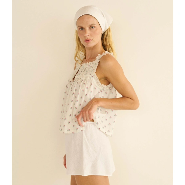 Doen Loren Linen Short in Salt | Shorts | Coveti, view 4