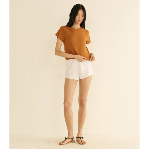 Doen Loren Linen Short in Salt | Shorts | Coveti, view 6