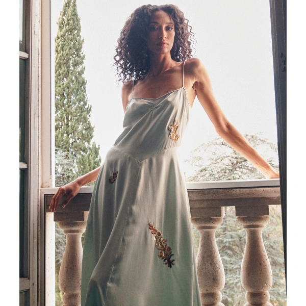 Doen Lorraine Dress in Eucalyptus | Maxi Dresses | Coveti, view 3