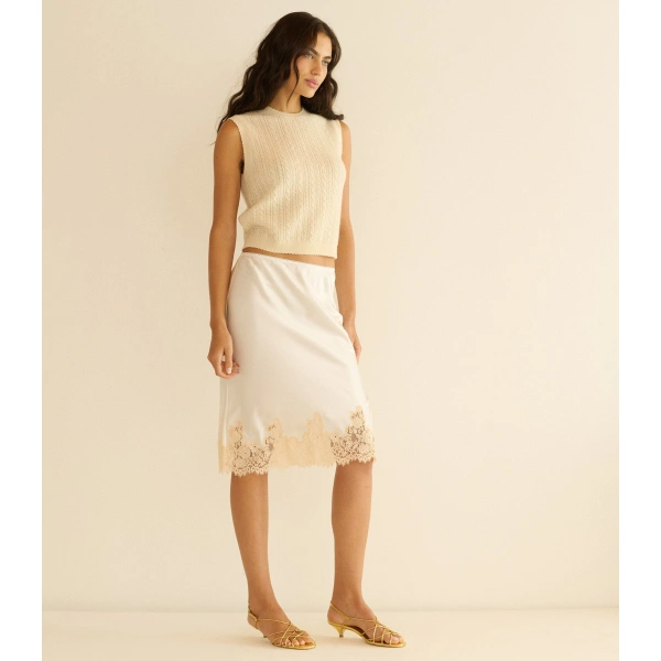 Doen Louden Cashmere Cable Top in Dogwood | Sweaters | Coveti, view 2
