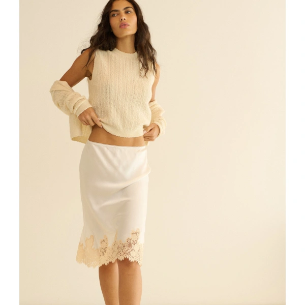 Doen Louden Cashmere Cable Top in Dogwood | Sweaters | Coveti, view 4