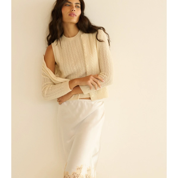 Doen Louden Cashmere Cable Top in Dogwood | Sweaters | Coveti, view 5