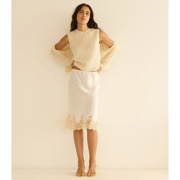 Doen Louden Cashmere Cable Top in Dogwood | Sweaters | Coveti, view 6