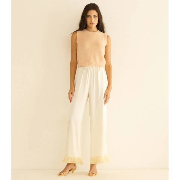 Doen Louden Cashmere Top in Light Peach Sorbet | Sweaters | Coveti, view 3