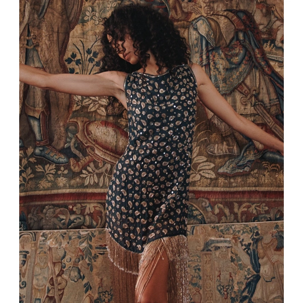 Doen Luminaire Dress in Cours la Reine Paisley | Mini Dresses | Coveti, view 4