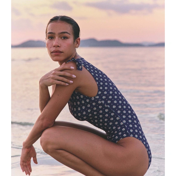 Doen Malta Maillot in Navy Cadiz Foulard | Swimsuits | Coveti, view 4