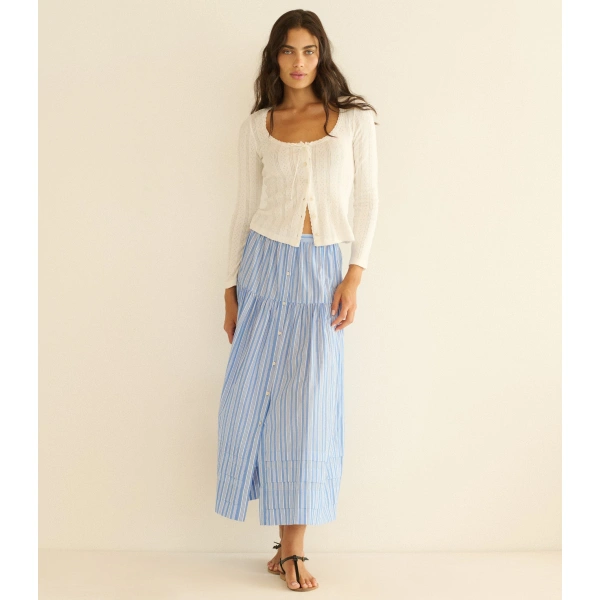 Doen Marceline Skirt in Salerno Stripe | Midi Skirts | Coveti, view 2