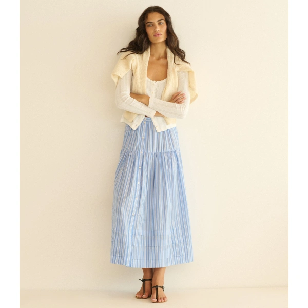 Doen Marceline Skirt in Salerno Stripe | Midi Skirts | Coveti, view 4