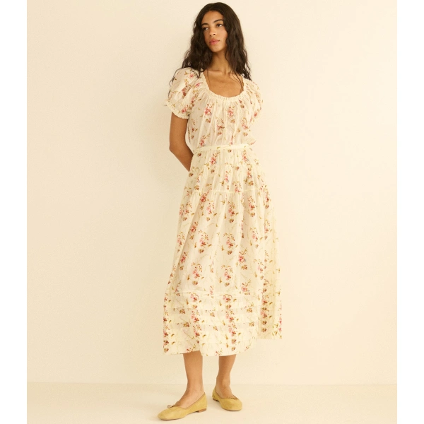 Doen Marie Skirt in Blanc Prairie Rose | Maxi Skirts | Coveti, view 4