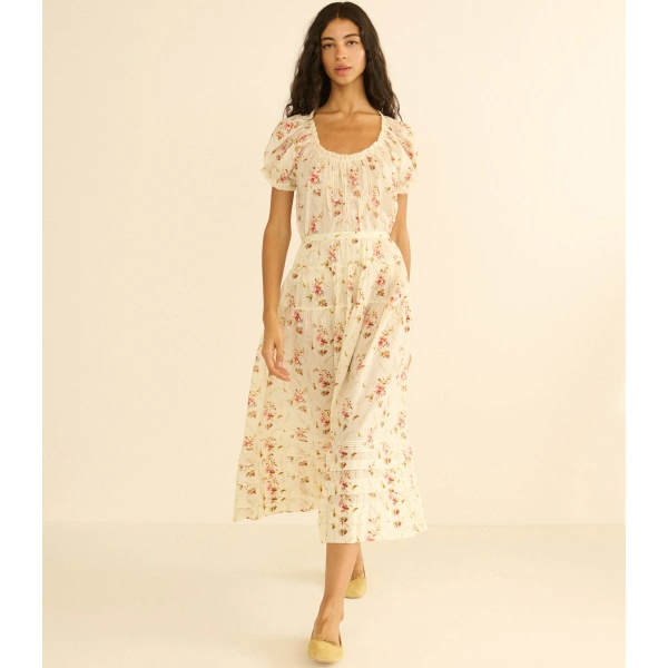 Doen Marie Skirt in Blanc Prairie Rose | Maxi Skirts | Coveti, view 5