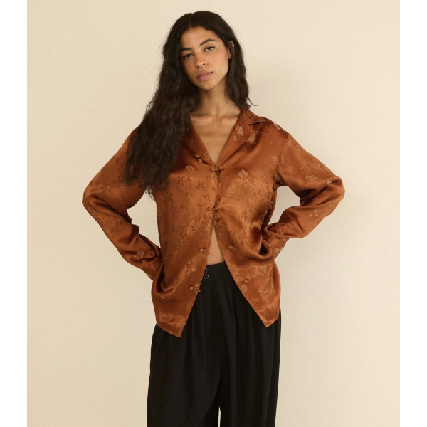 Doen Maurise Top in Spiced Pecan Tappezzeria Jacquard | Blouses | Coveti, view 2