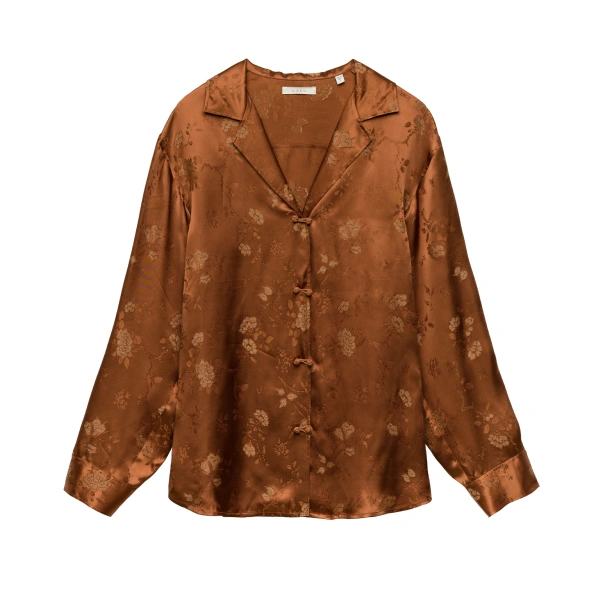 Doen Maurise Top in Spiced Pecan Tappezzeria Jacquard | Blouses | Coveti